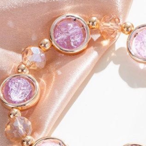 Gold & Purple Beaded Classy Fashion Bracelet - Picture 2 of 2